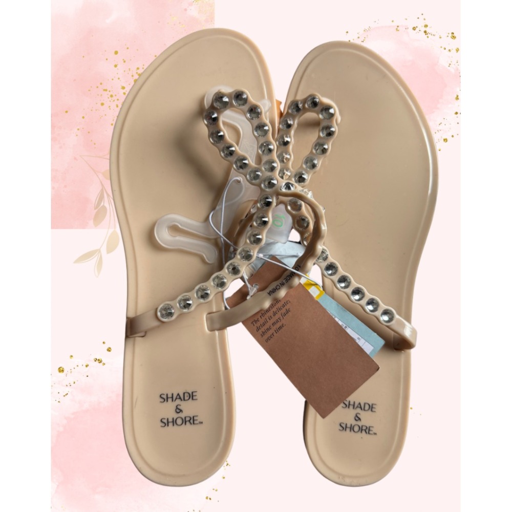 *NWT* Shade & Shore Womens‎ Rhinestone Bow Jelly Sandals - Size 10